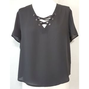 Express Black Lace Up Top